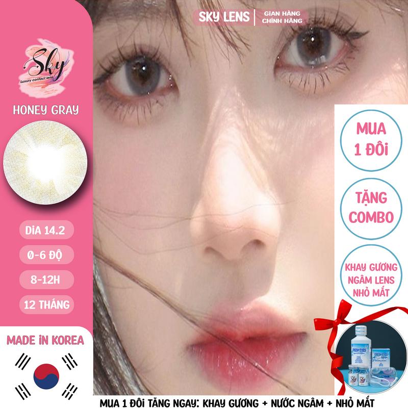 Lens Honey Gray 14.20 (SK102-1chiếc) - Sky Lens Kính Áp Tròng Hàn Quốc - Lens Cận Women