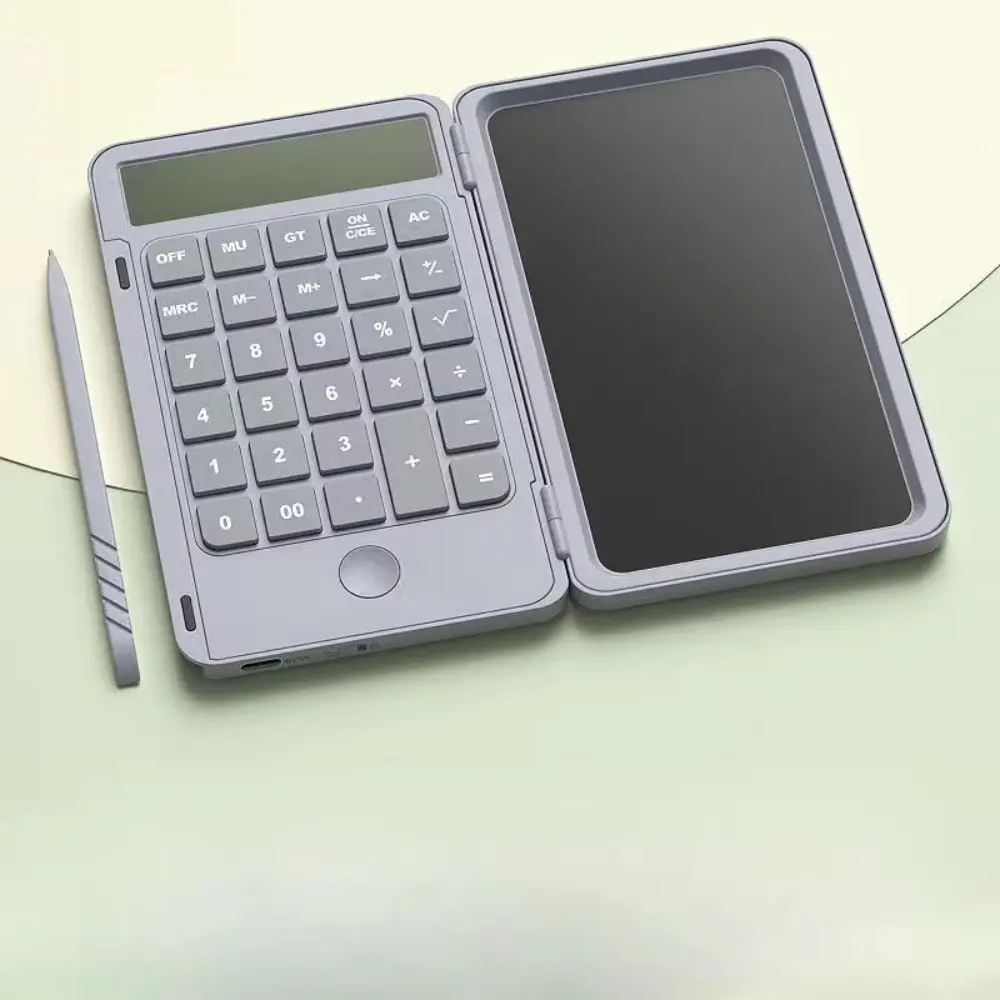 Lock Function Type C Charging Standard Function Calculator Writing Pad with LCD Notepad Math Calculator With Stylus 12-Digit Drawing Pad for School Office