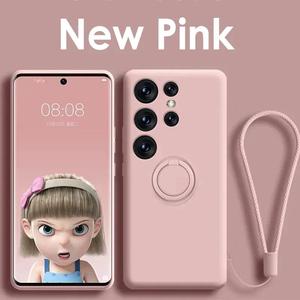 Magnetic Silicone Case for Samsung Galaxy S21 20 FE S22 S23 S24 S25 Ultra Plus Phone Case Soft A15 A25 A35 A55 A54 Casing Cover with Ring Holder Wrist Strap Accessory