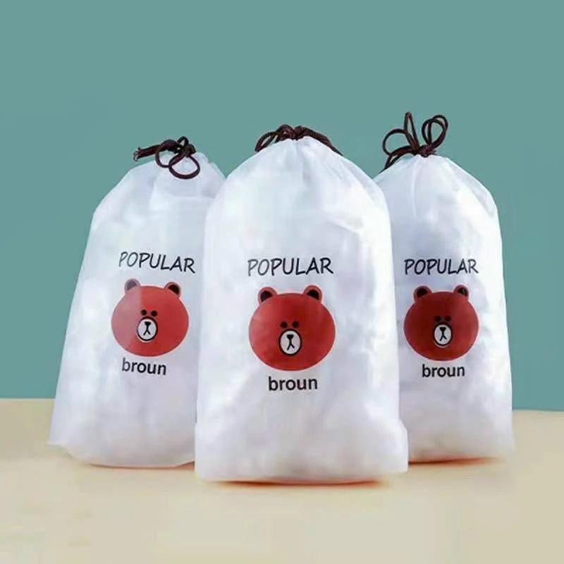 Combo 10 Túi màng bọc thực phẩm co giãn (mỗi bịch khoảng 100c) siêu dai có chun kèm hình gấu kute