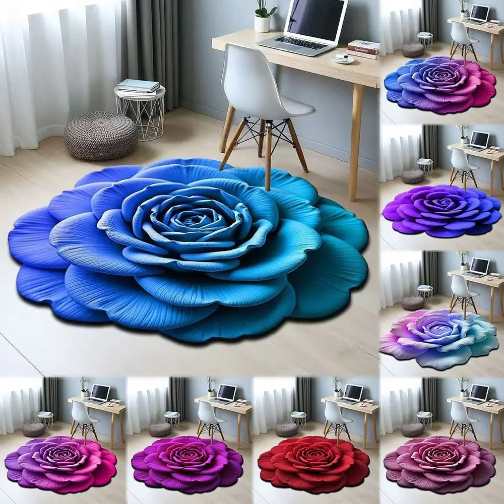Durable Special-shaped Flower Carpet Soft Absorbent Bathroom Floor Mat 60x60cm Non-slip Blanket for Living Room Tea Table Bedside
