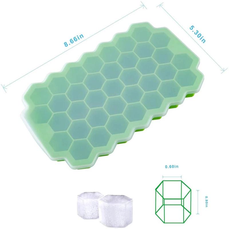 37 Girds Honeycomb Ice Cube Trays Reusable Silicone Ice Cube Mold BPA Free Ice Maker with Removable Lids Kitchen Utensils 9