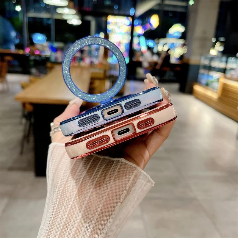 Product Introduction of Luxury Plating Cute Flowers Phone Case For iPhone 11 12 13 14 15 16 Pro Max Glitter Stand Soft Bumper Protector On 14 Pro Cover Protection Protective Casing Shockproof 7