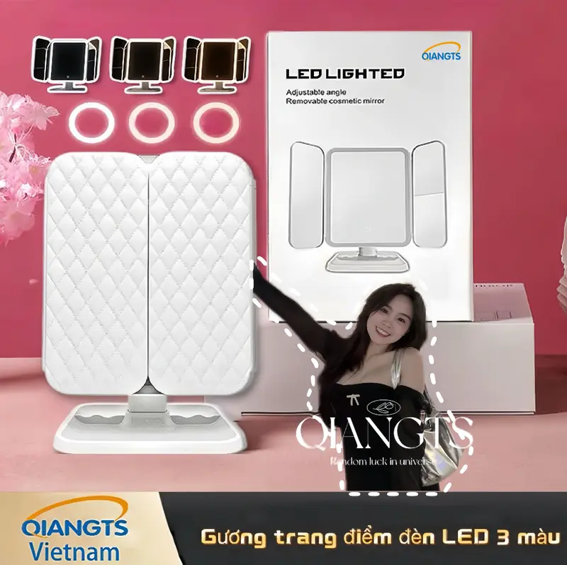 Gương Để Bàn QIANGTS (Một món quà tuyệt vời dành cho nữ thần) Trang Điểm, Đèn LED 3 Màu Làm Đẹp Cửa Gập Mở 2 Cánh,Trang Điểm Cảm Ứng 3 Chế Độ Ánh Sáng Sạc Điện USB 3 chế độ ánh sáng，Eyeshadow Mỹ Phẩm Cosmetic 0