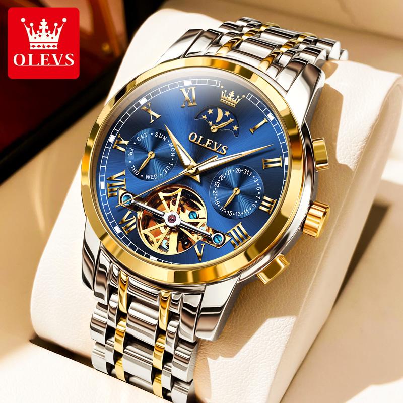OLEVS Đồng hồ cơ nam chống nước dạ quang thời trang phong cách doanh nhân sang trọng  Đeo Tay  Watch 6617