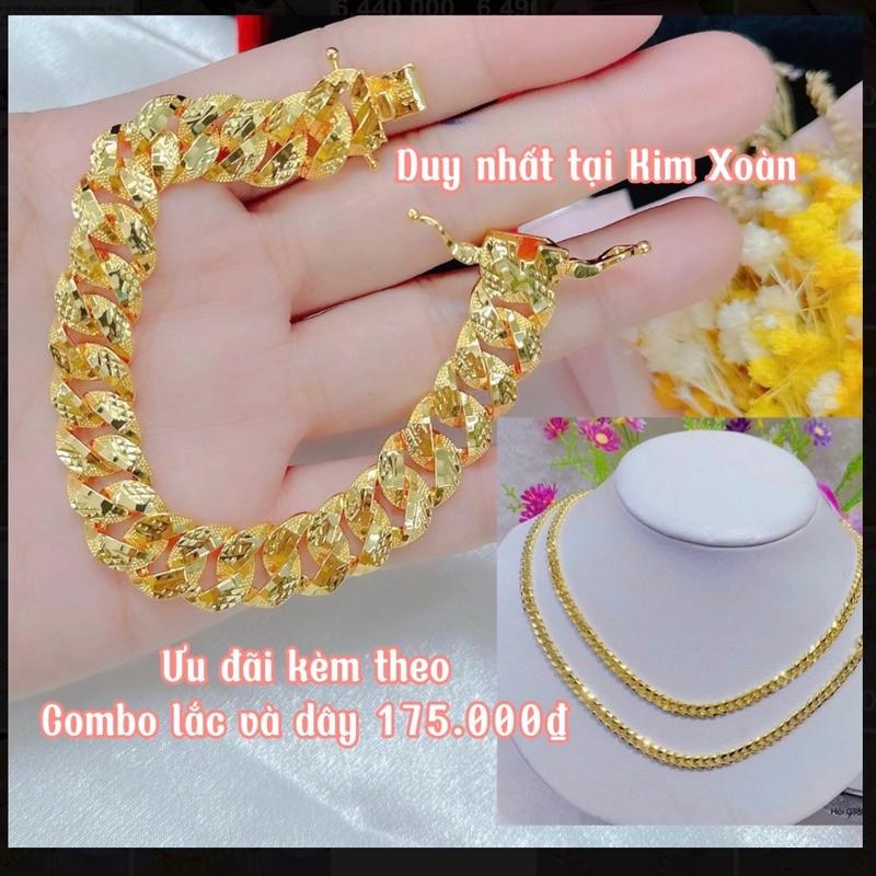 Lắc tay khoen lật +dây chuyền khoen lật đóng dấu kí hiệu, nam nữ đều đeo được, 4 lớp phủ 18 giữ màu sản phẩm, phụ kiện trang sức kimxoan Len