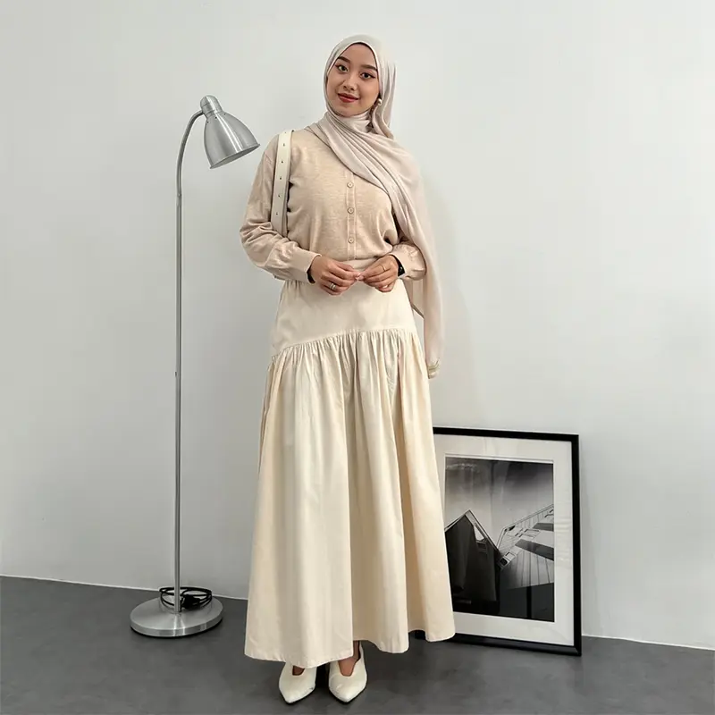 YEPPUOUTFIT - Nanda Skirt | Basic Bawahan Rok Wanita Panjang Muslim Adem Nyaman Girly Outfit Casual Hijab Style Katun Serut 4
