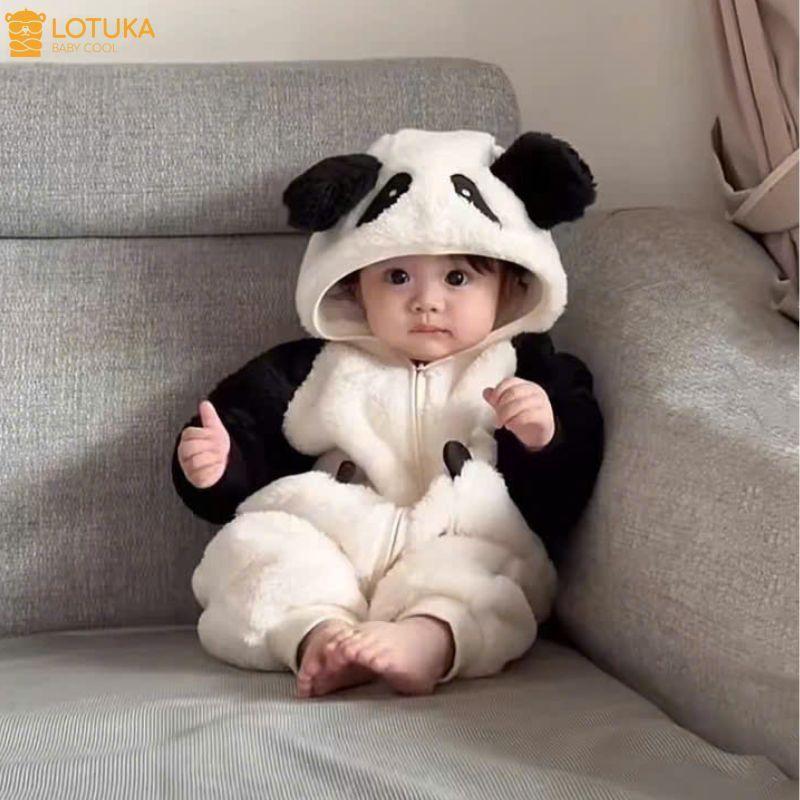 Bodysuit Gấu Trúc Lông Cừu Siêu Mịn 2 Mặt Ấm Áp Cho Bé, Bộ Đồ Liền Thân  Thu Đông LOTUKA Cho Bé Trai Bé Gái, Quần Áo Trẻ Em 3-12kg Voi