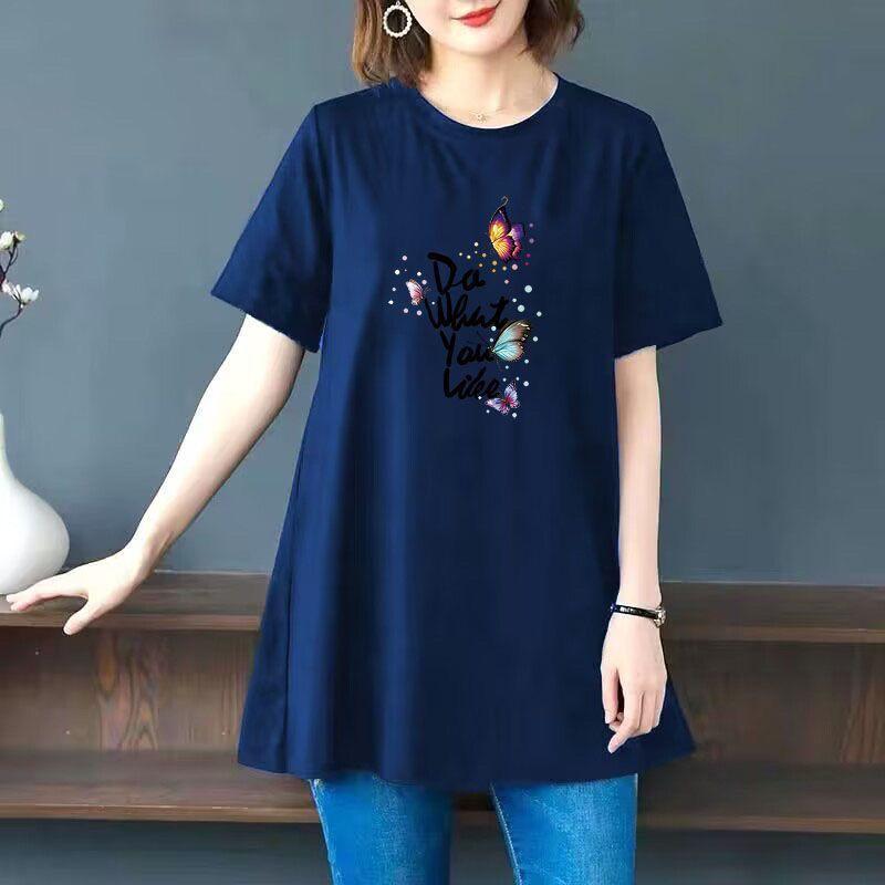 Product Introduction of Women's plus Size Fashionable Simple T-shirt Summer Loose Age-Reducing Top Printed Short-Sleeved Top 7