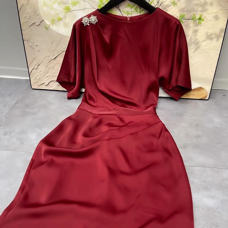NTT-V32 Váy lụa tay dơi dáng dài kèm tag đá Women Dress Kem Voi 4
