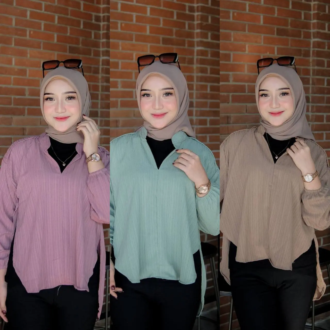 Kemeja Livia Blouse  wanita Lady Crush / Kemeja Style Kekinian formal nyaman Panjang Atasan Basic Oversize Hitam