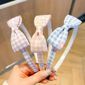 BANDO ANAK CEWEK AKSESORIS RAMBUT BANDANA MOTIF KOTAK PITA KOREAN