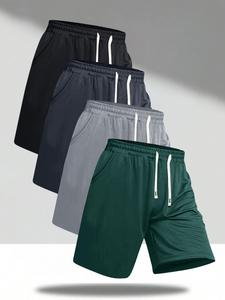 Men's Solid Color Drawstring Waist Shorts, Regular Fit Casual  Comfy Pocket Shorts for Daily Outdoor Wear, Men's Summer Bottoms for Daily Wear
