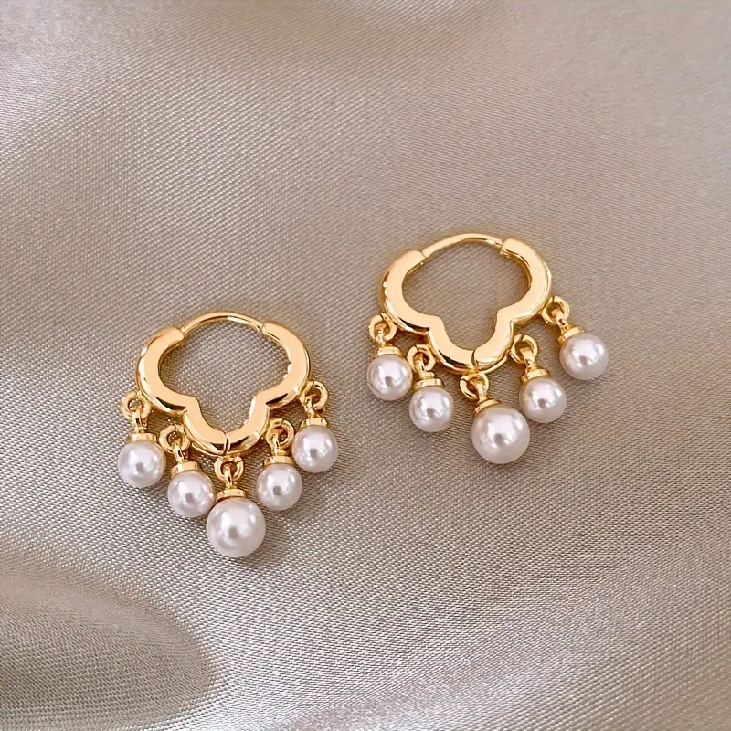 Elegant Golden-Tone Cloud Tassel Earrings with Freshwater Pearl Accents  Cute & Sexy Alloy Design for Casual Attire or Gift Giving, Versatile Jewelry | Playful Construction delicate gift 4