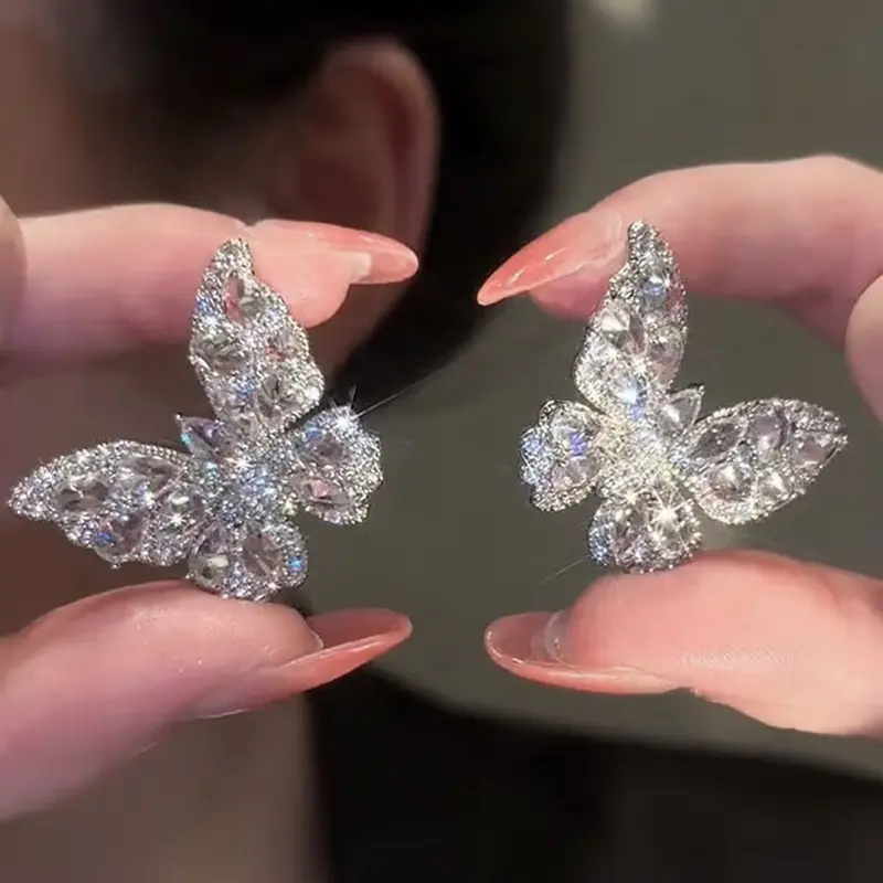 Hoa Tai Bướm Zircon, Phong Cách Sang Trọng Cổ Điển Sáng Bóng, Trang Sức Thời Trang Hàn Quốc, Thích Hợp Cho Bữa Tiệc, Phụ Kiện Cỡ Lớn Của Cô Gái Gothic, Dành Cho Phụ Nữ