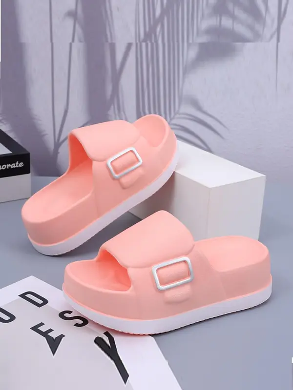 Women's Colorblock Platform Slides, Casual Comfortable Soft Sole Slippers for Indoor Outdoor Wear, Non-slip Slippers for Summer Beach, Walking Shoes 6