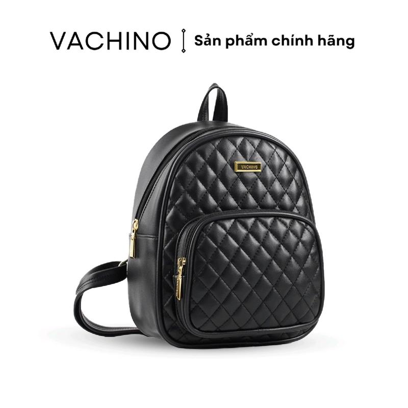 Tặng Ví Nhỏ Balo Da Nữ Mini VACHINO BG006 chần bông họa tiết hình thoi Đeo Vai Backpack Hoa