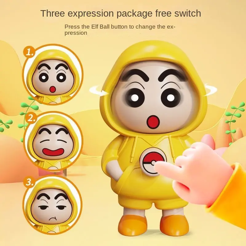 Crayon Shin-chan Face-Changing Keychain - Campus Stress Relief Toy, Funny Expression Hoodie Accessory, Cute Collectible Figure and Decor