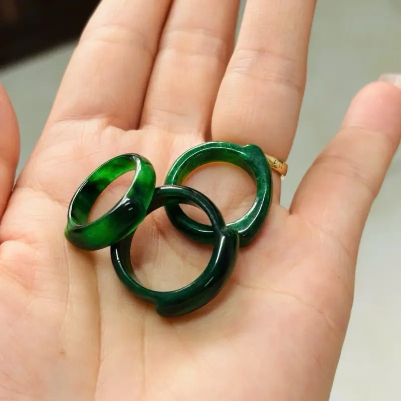 Nhẫn da ma nao màu xanh đậm vân đủ các ni 6