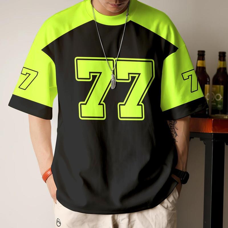 Áo Thun Cậu Bé Đường Phố, In Kỹ Thuật Số 77, Áo Thun Cặp Đôi Trang Phục Đường Phố, Áo Thun Nam Ngắn tay, Cỡ Lớn, Thời Trang Mùa Hè, Phong Cách Hip-Hop, Áo Dáng Rộng Ngoại Cỡ Menswear áo  thun đũi áo  số  777  của  captain