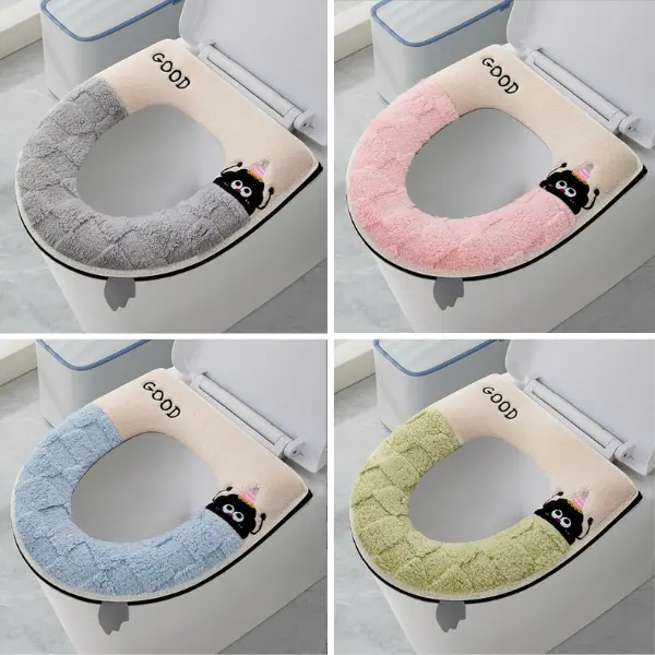 Miếng Lót Bồn Cầu Nỉ Vải Siêu Mềm, Chống Thấm Nước - Giữ Ấm Kèm Sét Kéo Tiện Dụng đệm  lót hộp  xà toilet brush