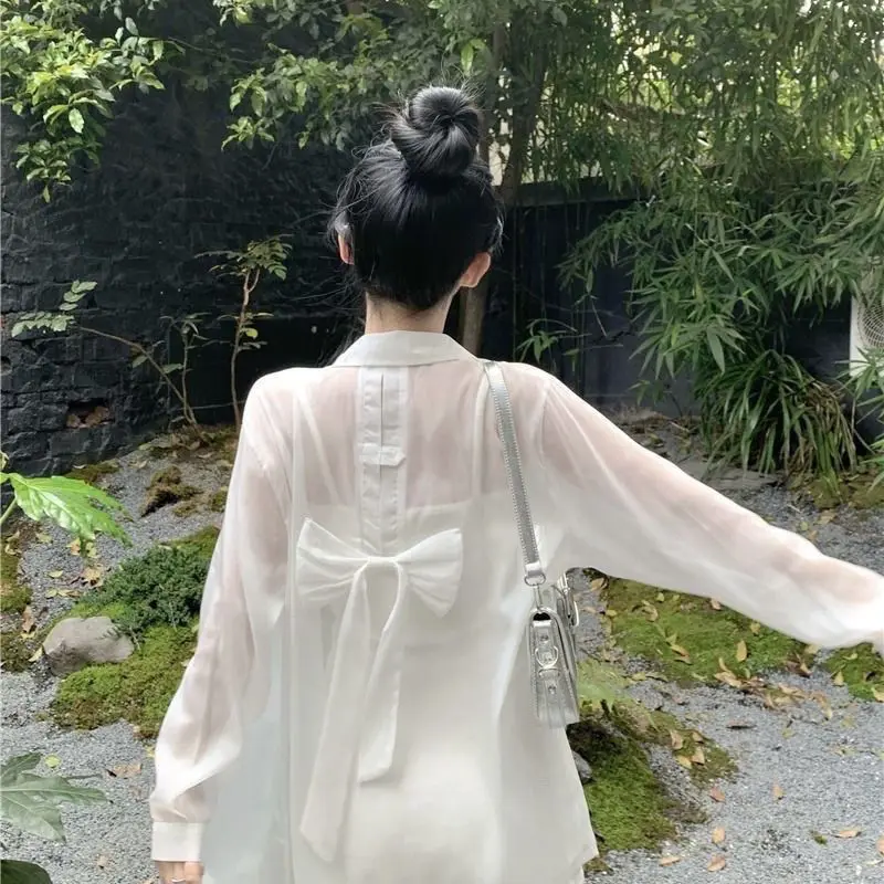 Quần Áo Chống Nắng, Phong Cách Trung Quốc, Thích Hợp Cho Trung Học Và Đại Học, Lý Tưởng Để Huấn Luyện Quân Sự, Chất Liệu Voan, Có Nơ, Hiệu Ứng Trẻ Trung, Thiết Kế Thắt Nút Trung Quốc, Thanh Lịch