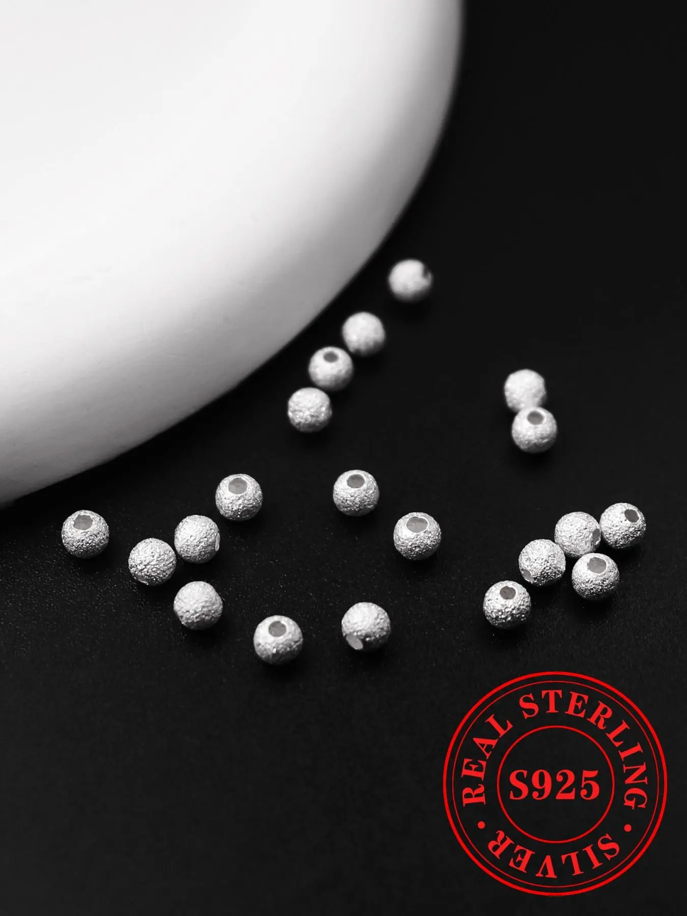 925 Sterling Silver Matte Round Bead, DIY Jewelry Accessories for Bracelet & Necklace, Fashion Accessories for Women & Men