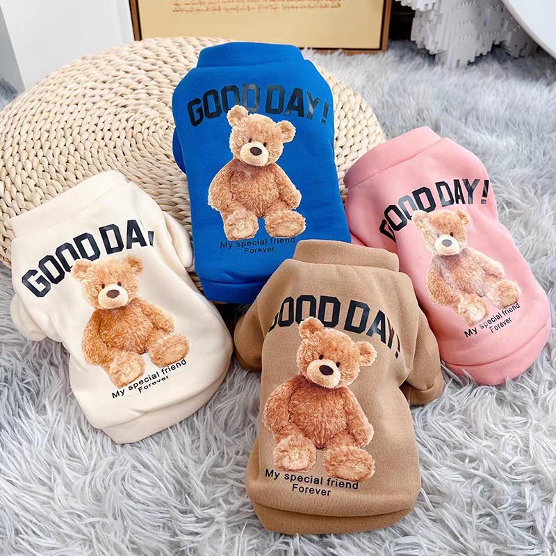  Quần Áo Chó Mèo GOOD DAY chất nỉ mùa thu đông ấm áp in hình gấu dễ thương Full-size - Quần áo cho thú cưng hot trend 2024 Ngaupet 