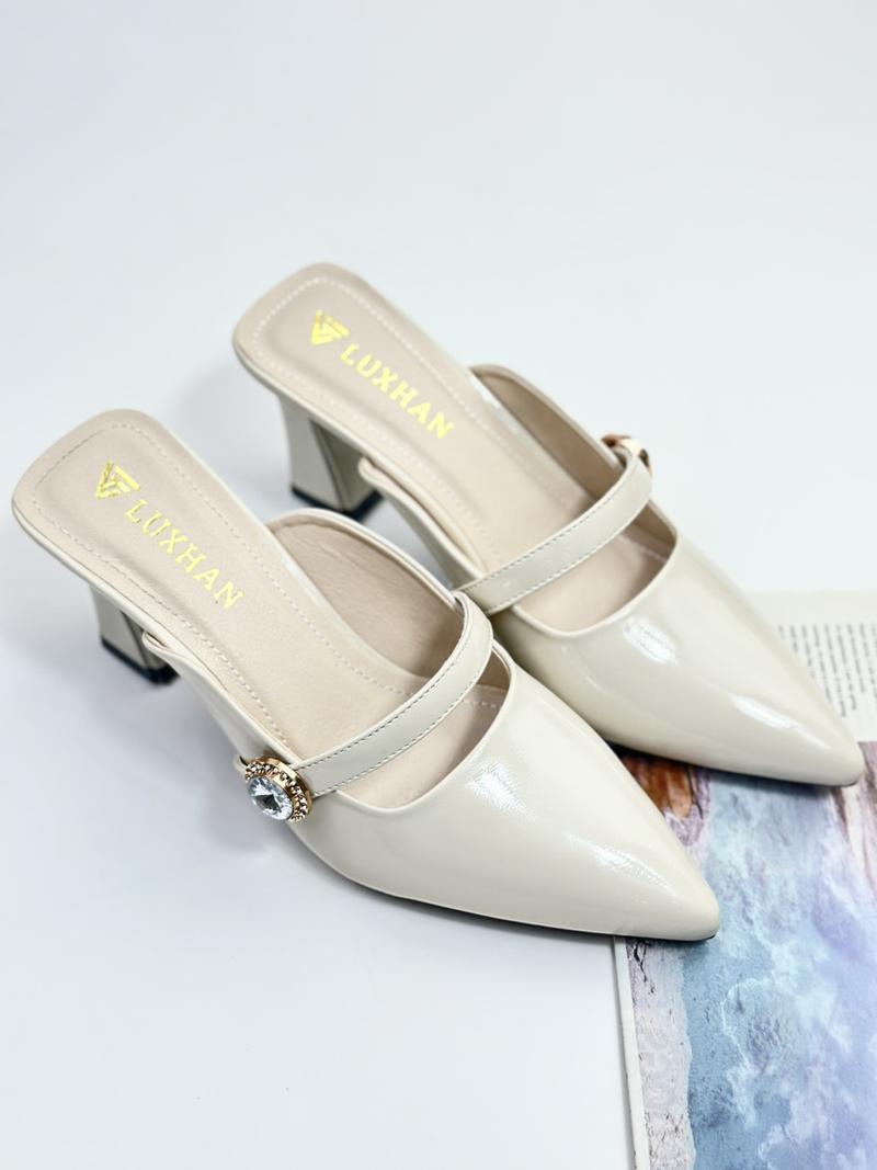 Product Introduction of Sục Mũi Nhọn Quai Ngang Cao 5cm Và 7cm Thon Gọn Chuẩn Size Chất Da Bóng Mềm Êm DéP Nữ Jean Shoes Guốc GiàY Women 2