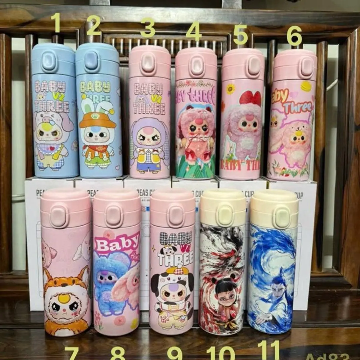 BÌNH GIỮ NHIỆT HÌNH BABYTHREE siêu xᶖnh dung tích 420ml (tặng kèm túi đựnġ ly) QCA