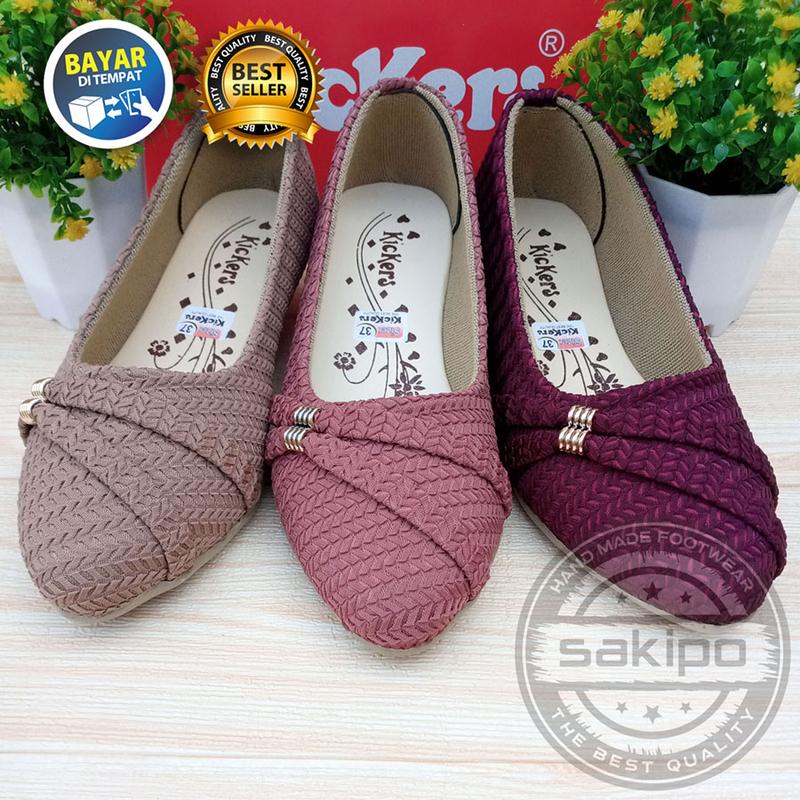 Product Introduction of Sepatu Balet Rajut Slempang Samping Murah Trendi Untuk Sepatu Sekolah Dan Kerja / Sakipo Hitam Shoes Karet Wanita / Flat Shoes Hitam Kerja Kuliah / Flatshoes Wanita Kerja Kuliah Hitam 5