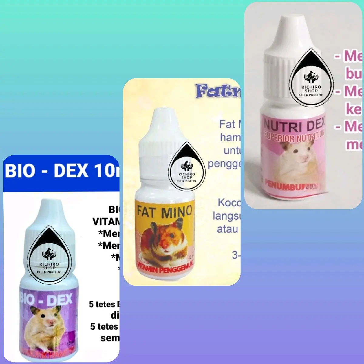 BIO DEX / FAT MINO / NUTRI DEX 10ml ProBiotik Vitamin Hamster Tamasindo BIODEX / FATMINO / NUTRIDEX Hamster