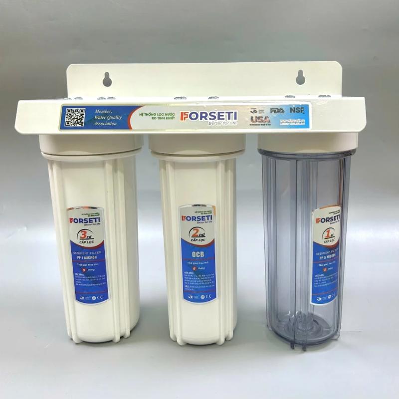  Bộ 3 Cốc Tiền Lọc Đầu Vào Máy Lọc Nước Hoặc Máy Ion Kiềm bảo vệ thiết bị gia đình  gồm 3 cốc lọc 10inch Lõi lọc 1 giá treo 3 cút cốc lọc  