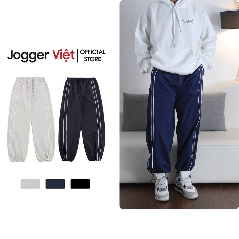 Quần Jogger Gió Thể Thao Nam Nữ Có Dây Rút Chất, Dáng Rộng Trẻ Trung Có 3 Màu Đen - Xám Nhạt - Xanh - Q184 Sport Gym