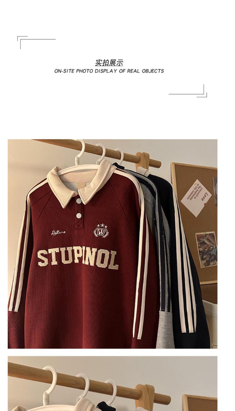 Product Introduction of Áo Polo Phong Cách Preppy Mỹ, Hàng Mới Về Năm 2024, Thiết Kế Sọc Và Màu Tương Phản, Chắp Vá, Dành Cho Nam Và Nữ, Dáng Rộng Vừa Vặn, Dài Tay, Áo Mặc Bên Trong Cơ Sở, Thời Trang Menswear Shirt 2