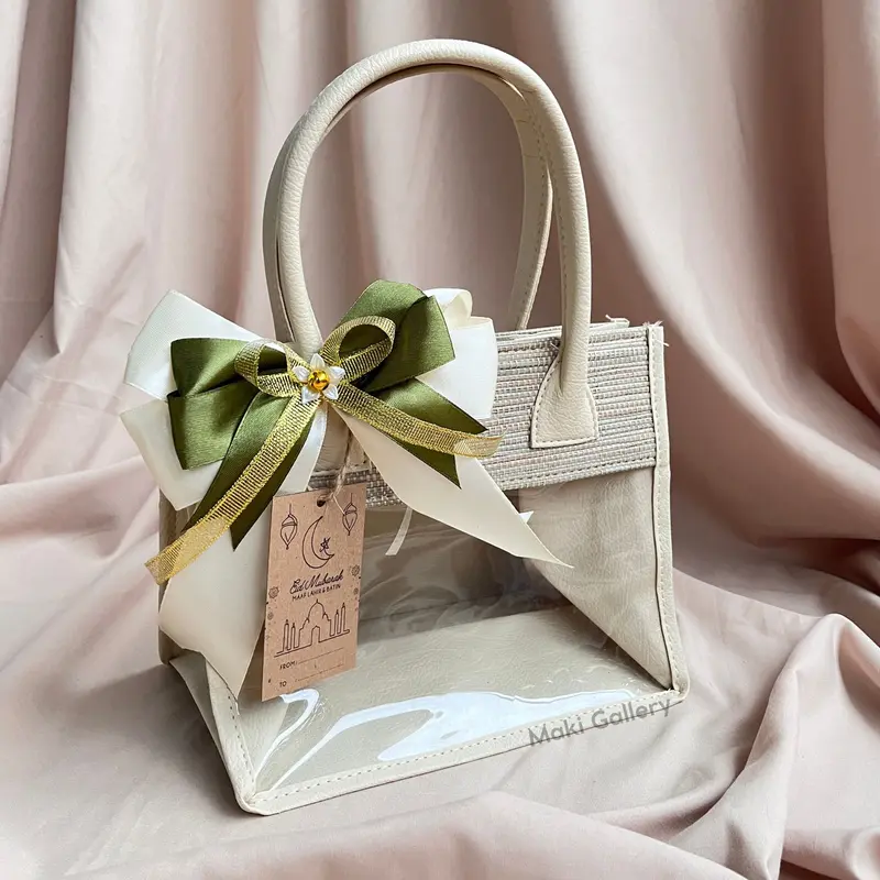 Tas Hampers Lebaran Idul Fitri Unik Custom / Parcel Bingkisan Kue Toples Mika Pandan Mendong By Maki Gallery Pita 0