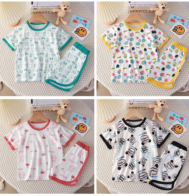 Product Introduction of Children's Short-Sleeved Suit Girls' Summer Clothes Thin Home Korean Style Children's Clothing Baby Boys' T-shirt Summer Clothes Wholesale 8