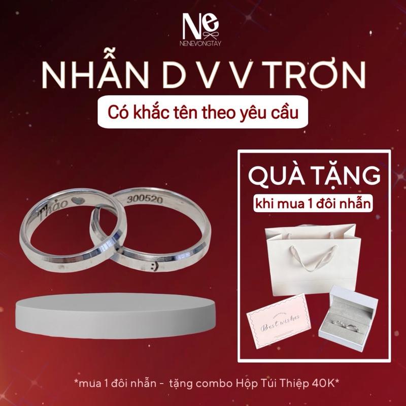 [1 Nhẫn] Nhẫn titan D vv - thép không đen rỉ - có khắc tên theo yêu cầu - phụ kiện nam nữ Titan - nhẫn cặp - nhẫn đôi