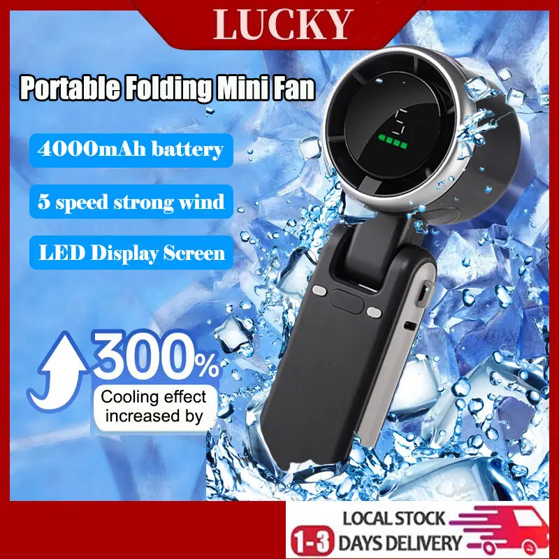 Original Product 【  】Portable Folding Mini Turbo Fan 4000mAh Battery USB Charging Cooling Travel Camping Outdoor