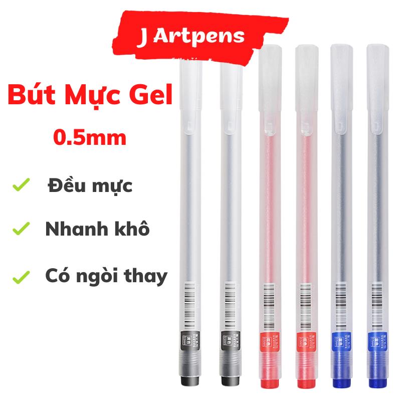  Bút Gel Ngòi Kim Resun Mực Đen Xanh Đỏ Đẹp Nhanh Khô Bút Bi Viết Văn Phòng Ngòi 0.5mm 