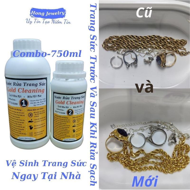 Nước rửa vàng và bạch kim Gold Cleaning vệ sinh bụi bẩn, dầu mỡ trên trang sức vàng 18k - 24k và bạch kim (Hong Jewelry)