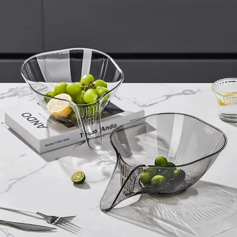 Drain Bowl with Funnel Multifunctional Kitchen Sink Colander Sieve Bowl for Washing Vegetable Fruit Salad Strainer Basket Utensils food server Drainer