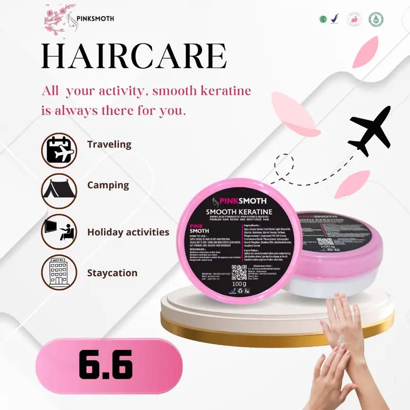 [BPOM] PINK SMOTH SMOTING KERATIN RAMBUT 100ML 4