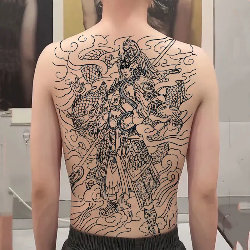Miếng Dán Hình Xăm Zhao Zilong, Toàn Bộ Lưng, Đường Viền Zhao Yun, Màu Sắc Thực Tế, Không Thấm Nước Và Bền, Mô Phỏng, Chống Mồ Hôi, Thích Hợp Cho Nam Và Nữ, Phong Cách Lưng