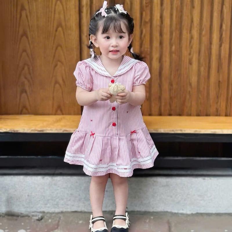 [6-18kg] Váy KẺ THUỶ THỦ cho bé gái tay bo chun cổ có cách điệu chất vải mềm mát