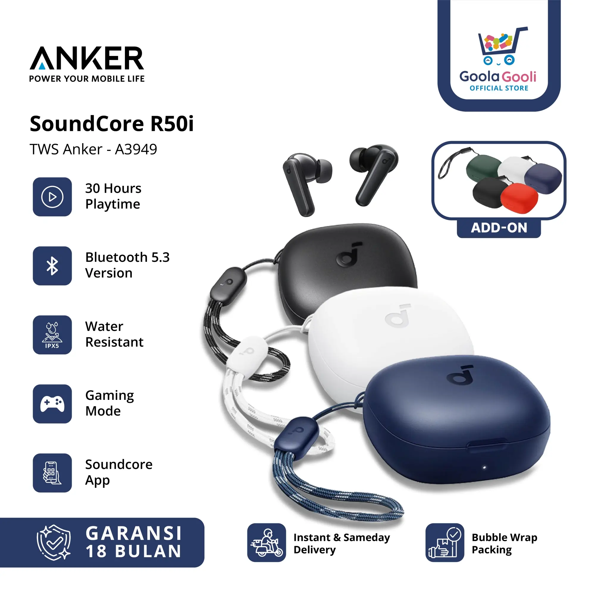 Anker Soundcore R50i R50l True Wireless Earbuds TWS Earphone - A3949