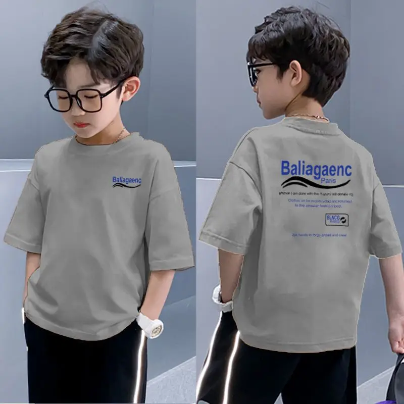 Áo Thun ngắn Tay Bé Trai, 100% Cotton, Áo Hoạt Hình, Phong Cách Mới Mùa Hè, Bộ Lọc 8 Người, Áo Thun Trẻ Em, Năm Phát Hành 2025
