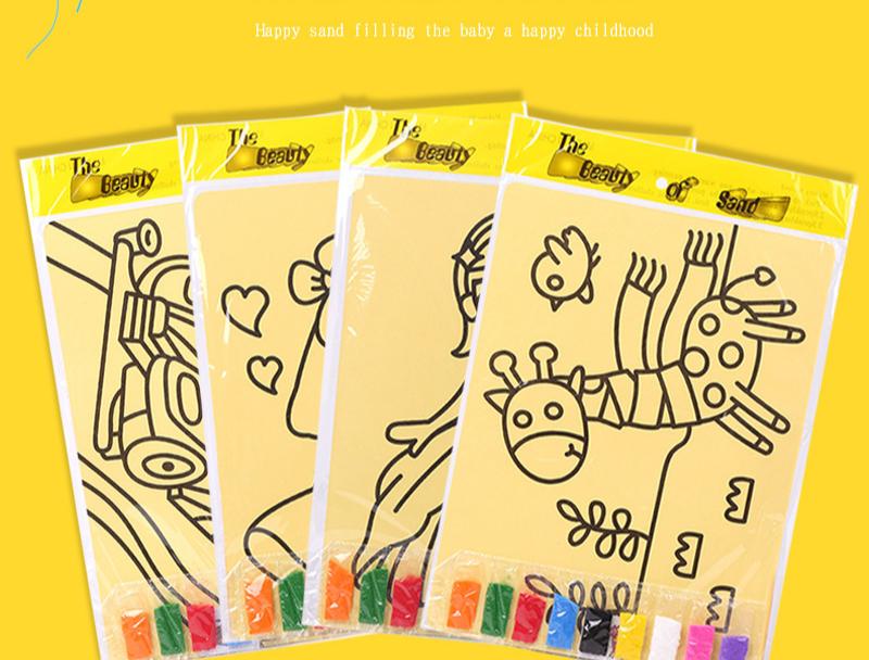 Product Introduction of Creative Toy Large Yellow Bottom Sand Painting Diy Set Children's Creative Color Sand Hand Painting Material Set 8