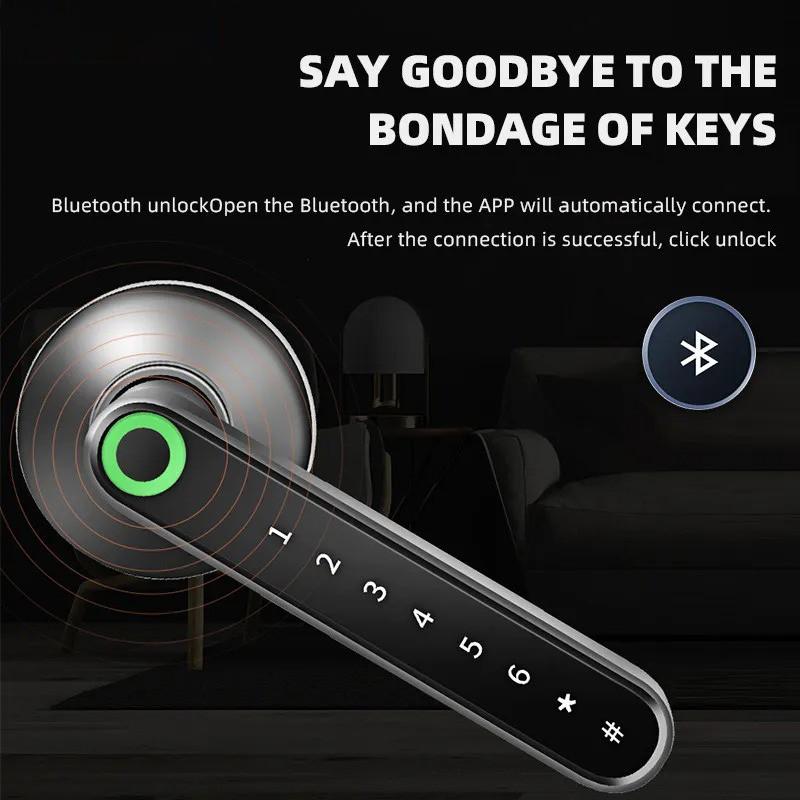 Product Introduction of Fingerprint Keyless Entry Door Lock Touchscreen Keypad Deadbolt Lock Reversible Handle Key Code Biometric Home Bedroom 2