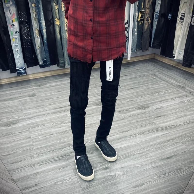 Quần Jean Pu Pồ 7 Đen Vá Vải Gối 4 Cúc Chuẩn Loại 1(Tag Lụa+Cúc Đồng+Mác Thêu) 5